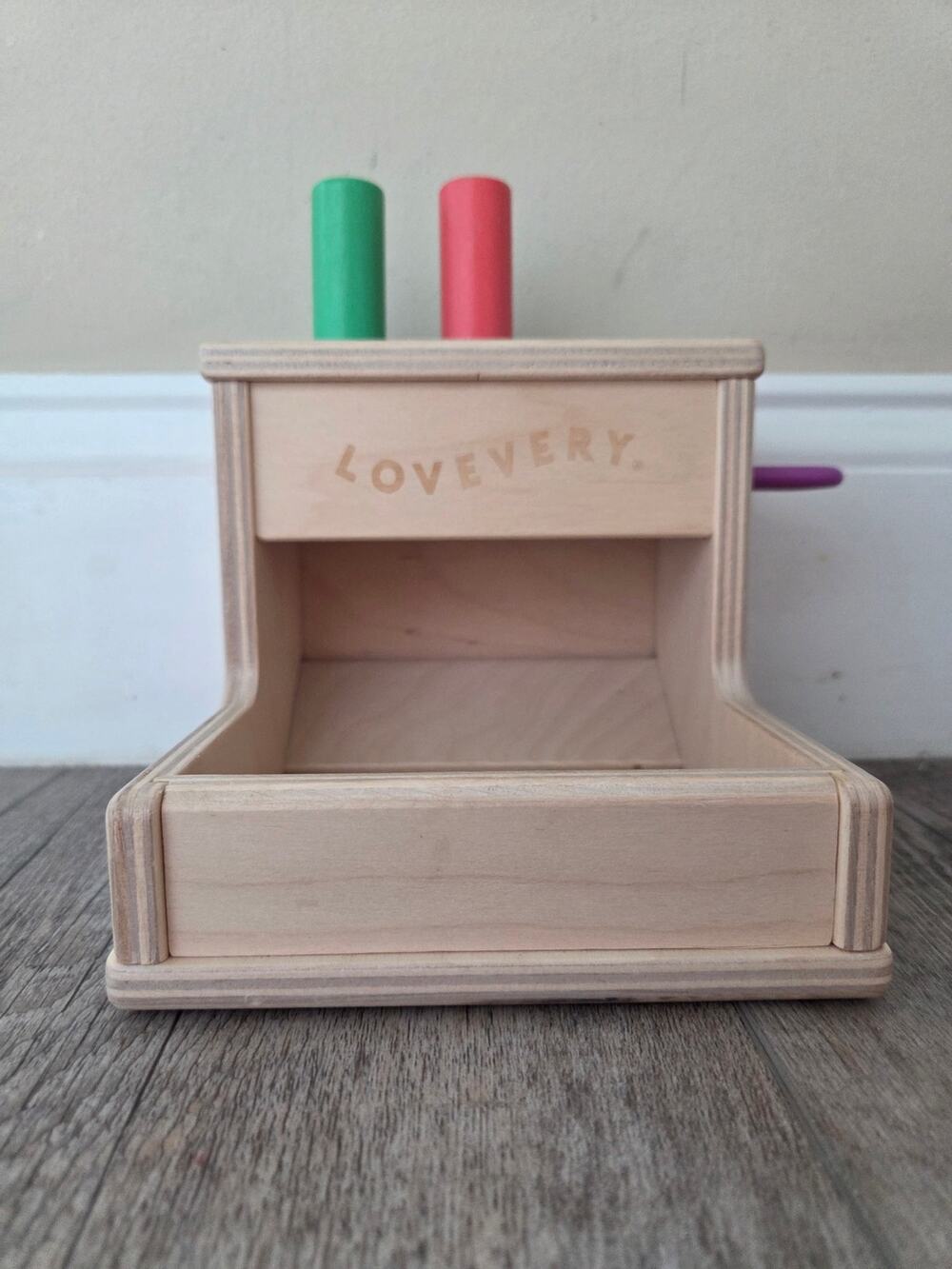 Lovevery Wooden Peg Drop Box - The Thinker Play Kit Montessori Learning Toy